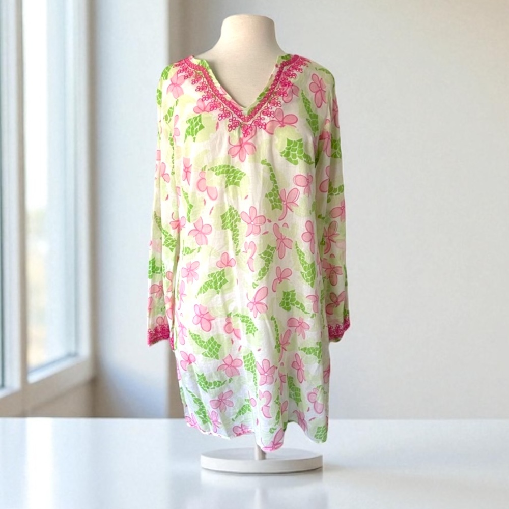LILLY PULITZER COTTON TUNIC DRESS BEACH COVER UP SIZE MEDIUM